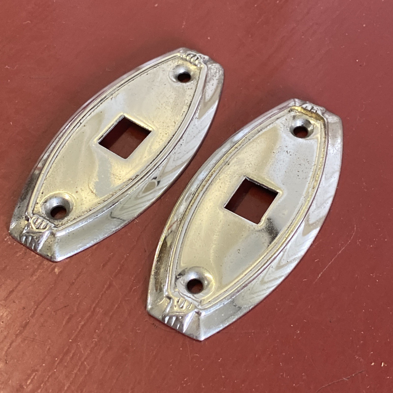 1920 ‘s 1930 ‘s FANCY NICKEL INTERIOR LIGHT SWITCH PLATE PAIR FOR HUPMOBILE