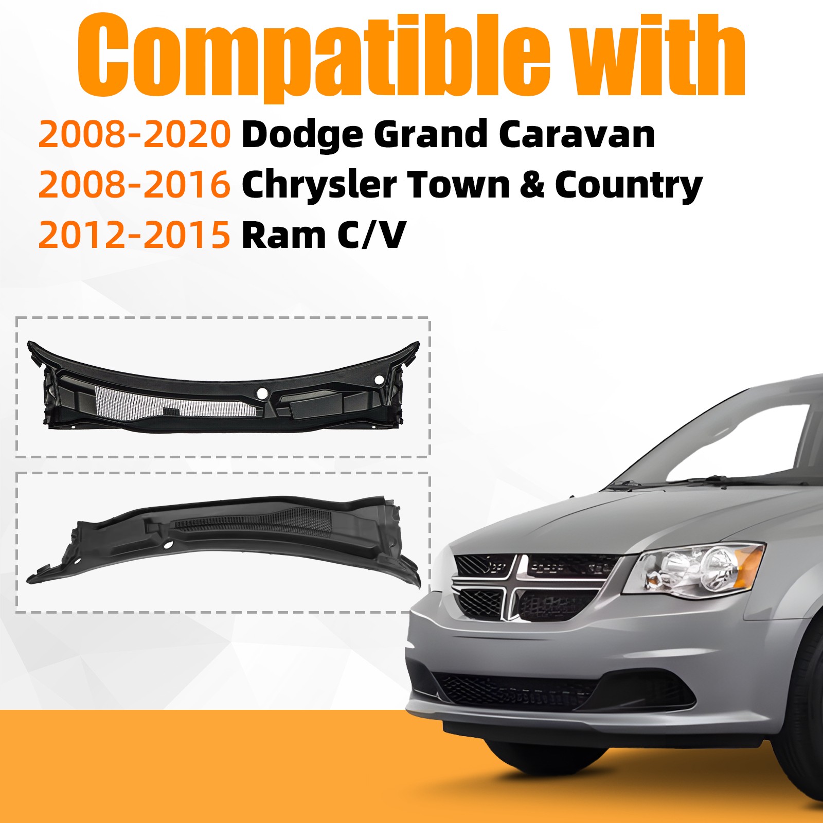 Windshield Wiper Cowl Grille Panel For 2008-2020 Dodge Grand Caravan 5113548AC