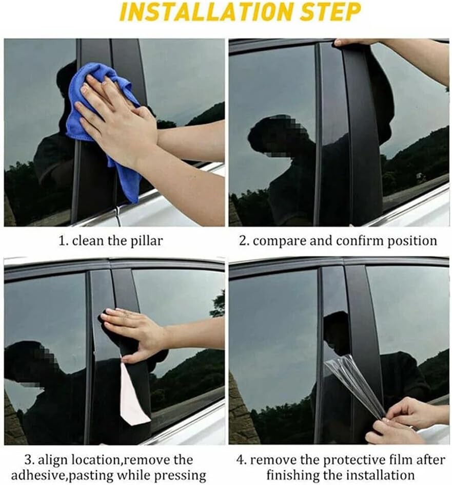8Pcs Glossy Black Pillar Posts Cover Door Window Trim For Subaru Outback 2010-14