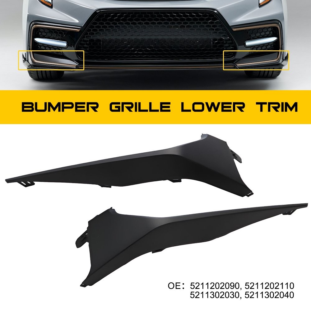 Left&Right Front Lower Molding Bumper Grill Trim for 20-22 Toyota Corolla SE XSE