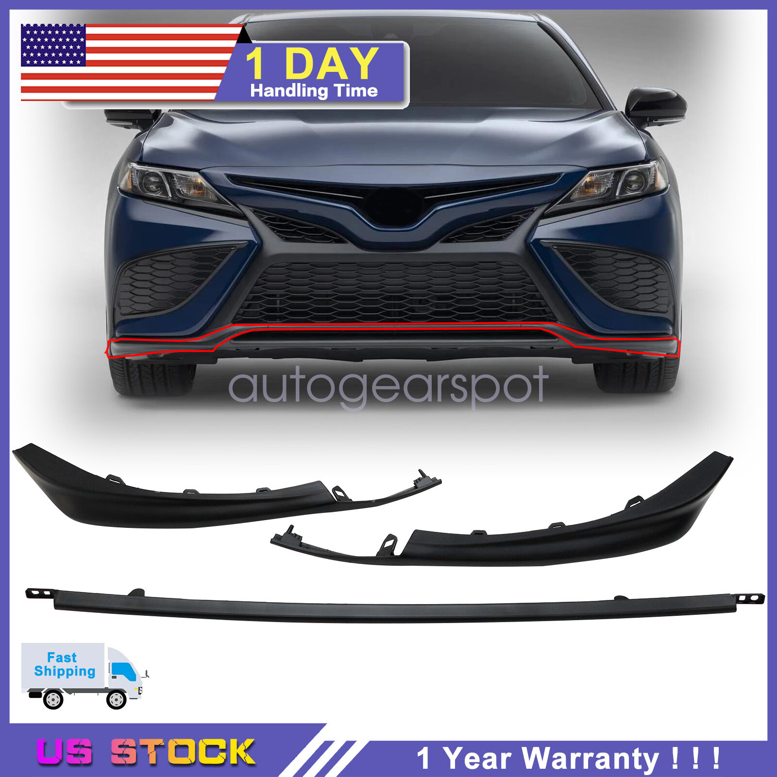 For Toyota Camry SE XSE 2021-2024 Front Lower Grille Trim Molding Glossy Black
