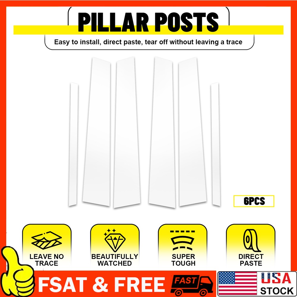 6PCS Fit For Lincoln Town Car 1998-2011 Chrome Pillar Posts Door Side Trim Cover