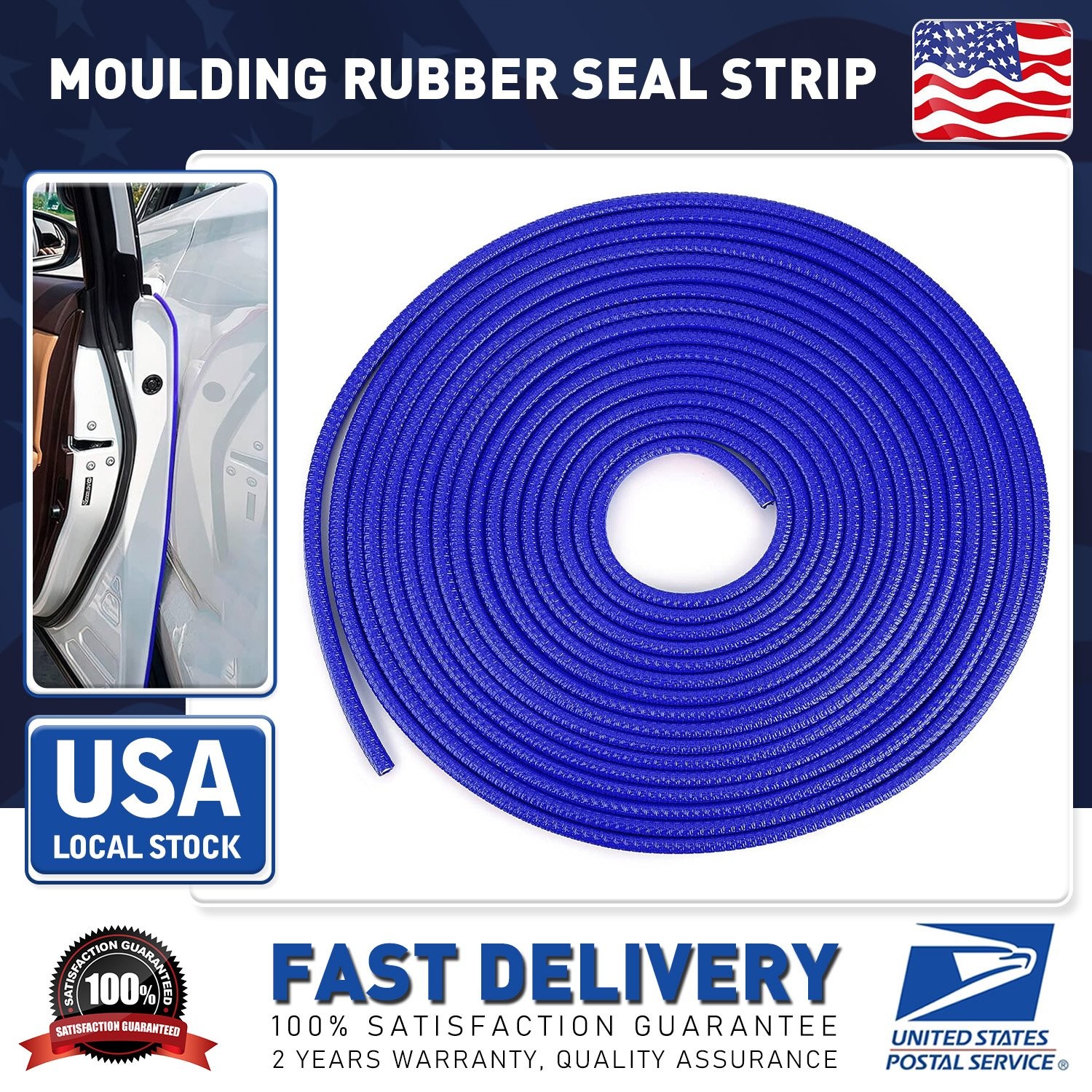 6M/20ft U-Shape Car Door Edge Guard Molding Trim Rubber Edge Strip Seal Blue