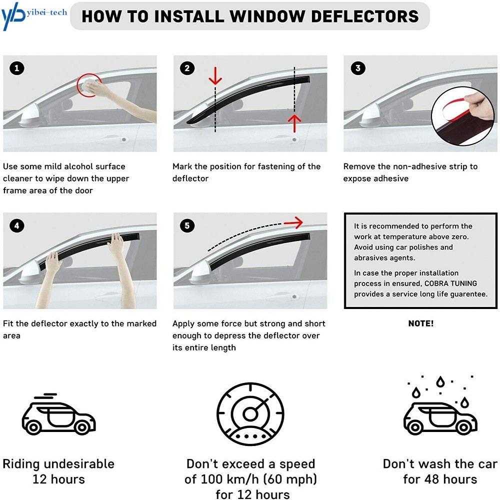 4Pcs Window Visors Rain Guards JDM Style For 2015 2016 2017 2018 Subaru WRX STI