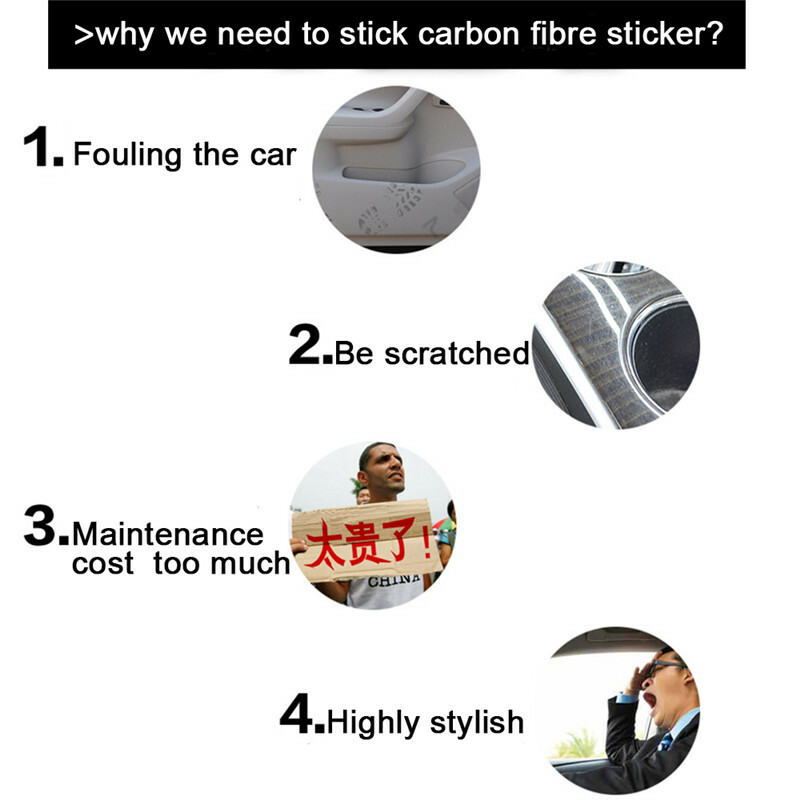 4Pcs For Ford F150 Roush Carbon Fiber Leather Sticker Car Door Sill Protector