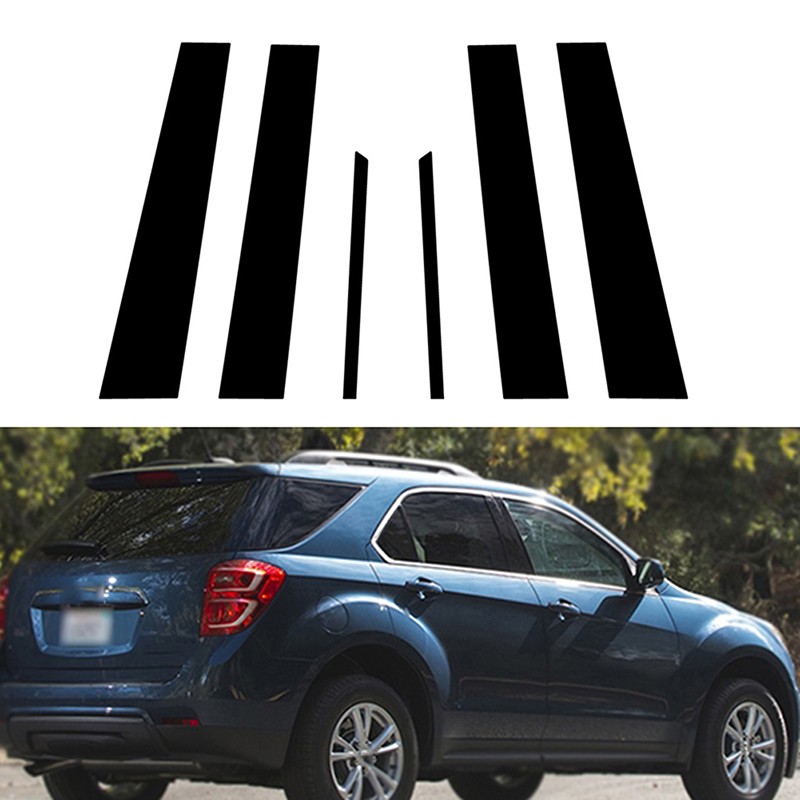 6pcs Glossy Black Polycarbonate Window Pillar Posts For Chevy Equinox 2010-2017