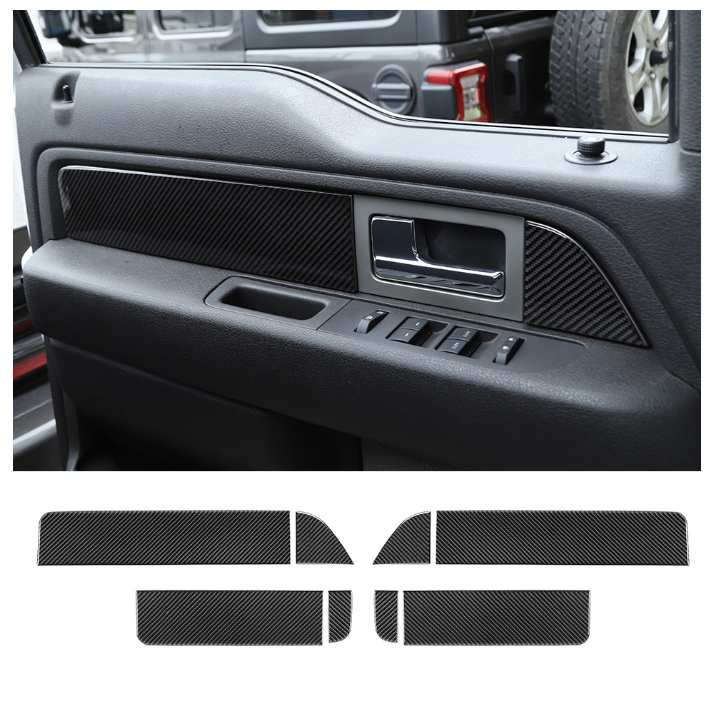 Interior Side Door Cover Stickers Trim For Ford F150 Raptor 2009-14 Carbon Fiber