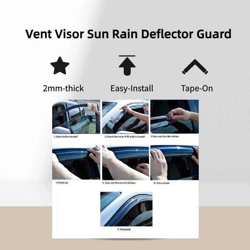 Window Visor Sun Rain Guard Deflector Fits KIA Forte Sedan 2009-2013