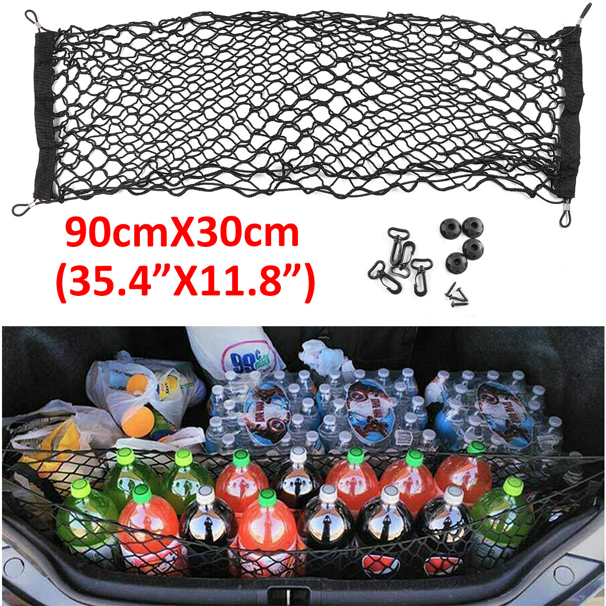 Trunk CARGO NET Car Nylon Elastic Mesh Organizer Truck SUV Universal 4 Hook Rear