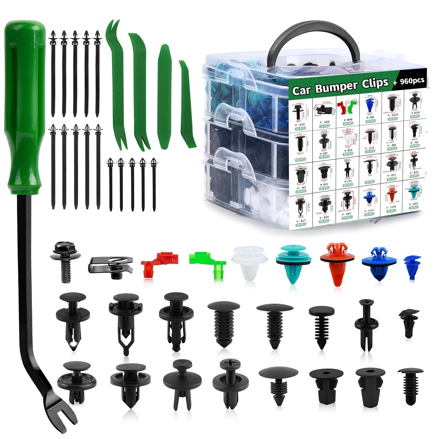 Car Push Retainer Clips Plastic Rivets 960pcs Bumper Clips Door Panel Trim Clip