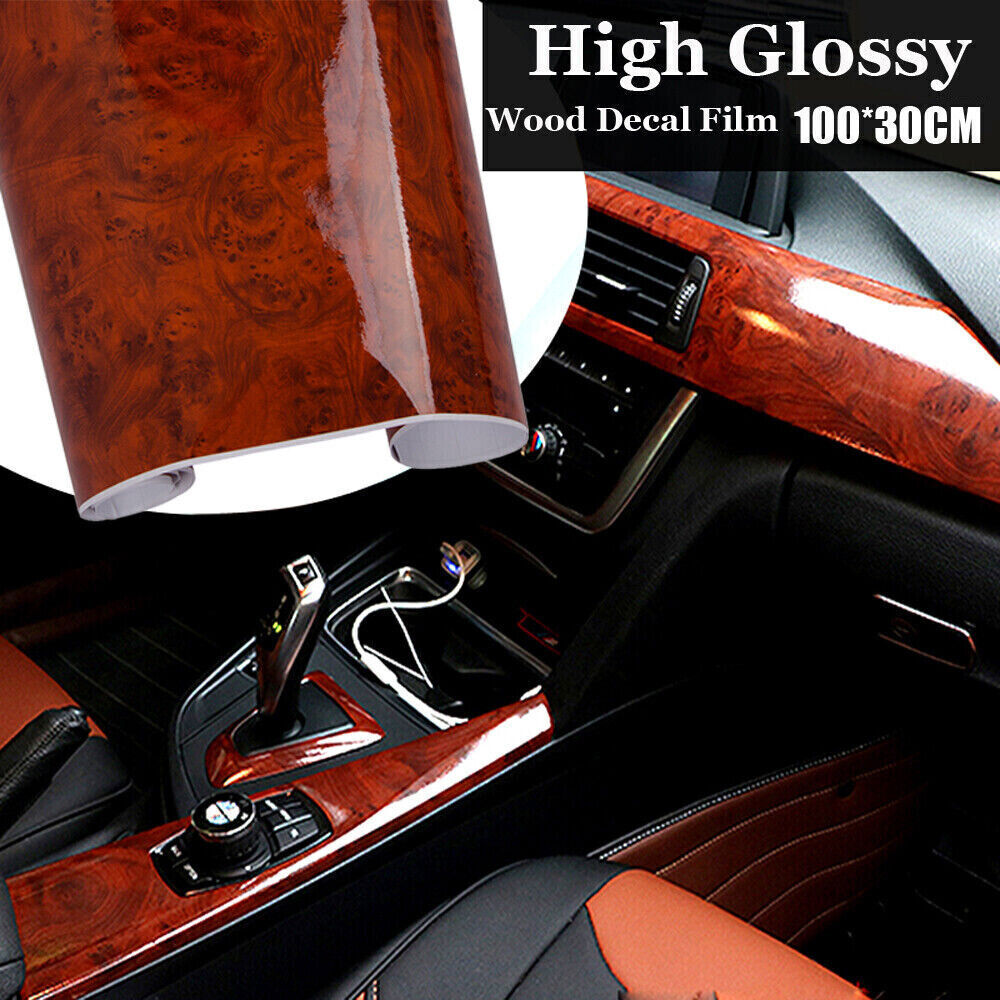 12 X 39” Car Sticker Glossy Walnut Wood-Grain Vinyl Wrap Wrap Film Accessories