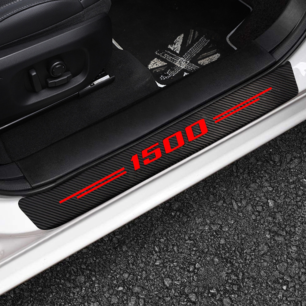 4pcs For Chevy Suburban 1500 Carbon Fiber Red Car Door Scuff Sill Cover Step