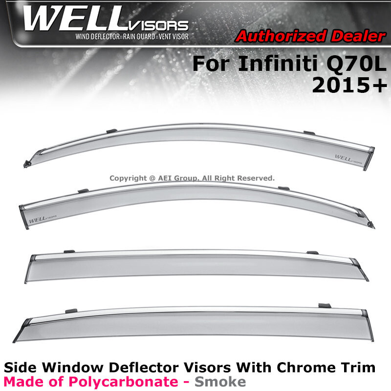 WELLvisors For Infiniti Q70L 15-19 Sedan Side Clip on Deflector Visors Chrome