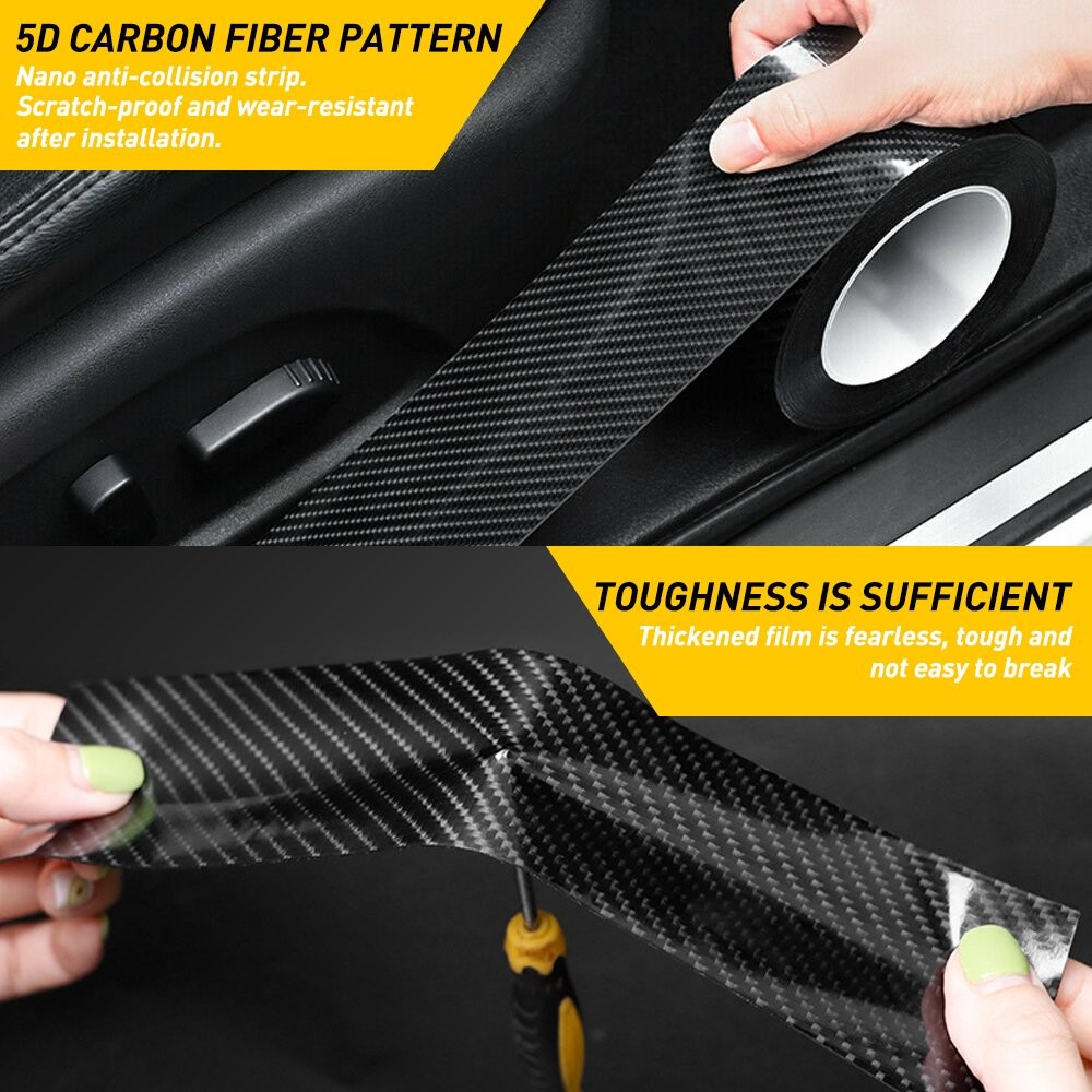 Accessories Fiber Carbon Vinyl Car Door Sill Scuff Cover Plate Sticker Protector
