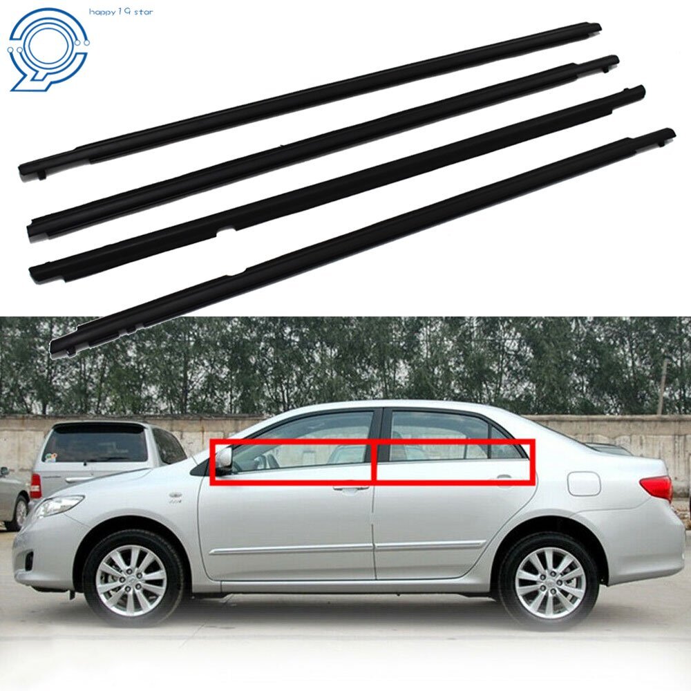 4pcs Door Weatherstrip Window Moulding Trim Seal Belt For Toyota Corolla 2011