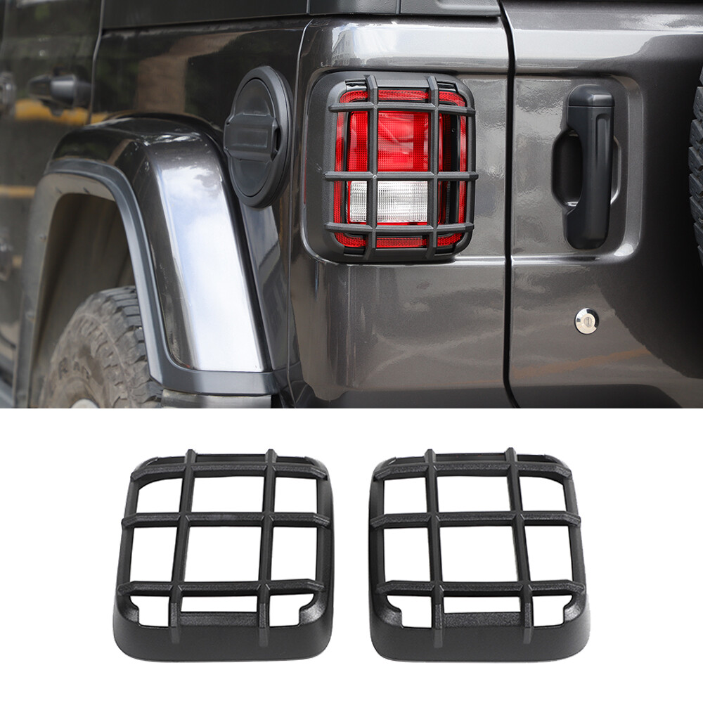 Black Rear Tail Light Lamp Cover Guard Trim For Jeep Wrangler JL 18+Halogen lamp