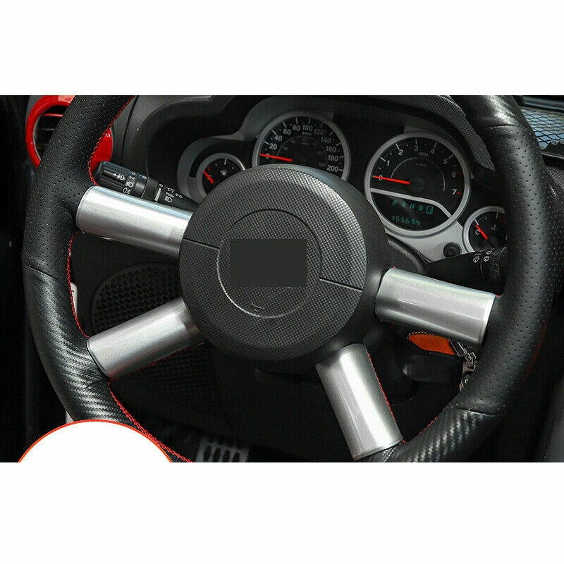 Interior Steering Wheel Cover Trim Decor For Jeep Wrangler JK 2007-2010 Silver