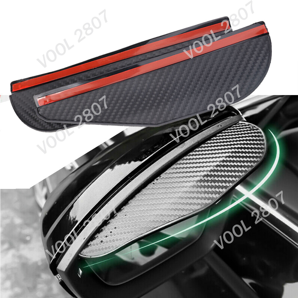 2PCS Carbon Fiber Car Rear View Side Mirror Rain Board Sun Visor Eyebrow Guard