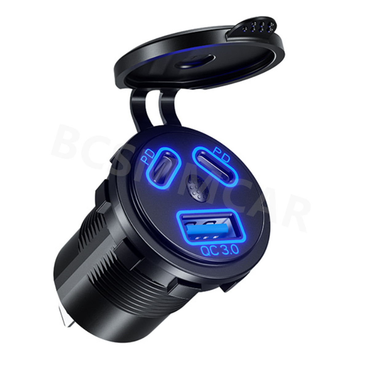 3 Ports USB Dual PD Type-C Fast Car Charger Adapter For Marine Motorcycle ATV