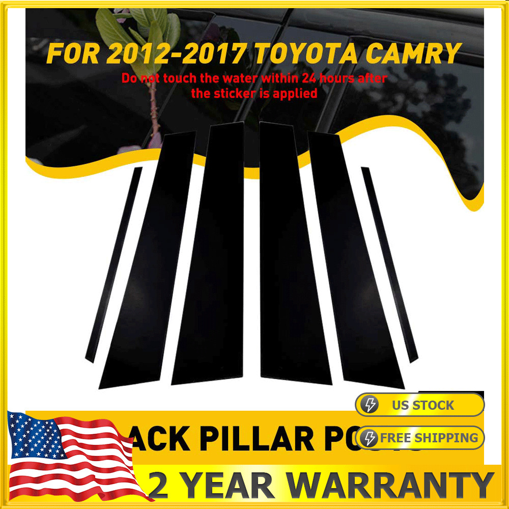 For Toyota 2012-17 Camry Glossy Black Pillar Door Post Trim Car Auto Accessories