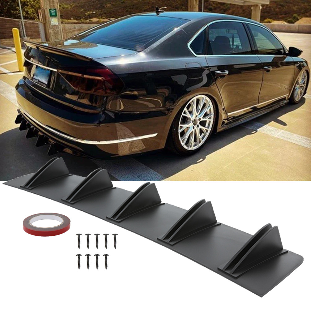 For VW Passat B7 B8 CC Rear Diffuser Bumper 5-Fins Spoiler Splitter Black