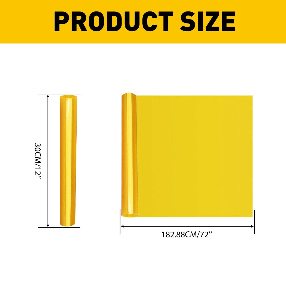 12″X72″ Tint Golden Gloss Yellow 3000K Fog Headlight Light Taillight Vinyl Film