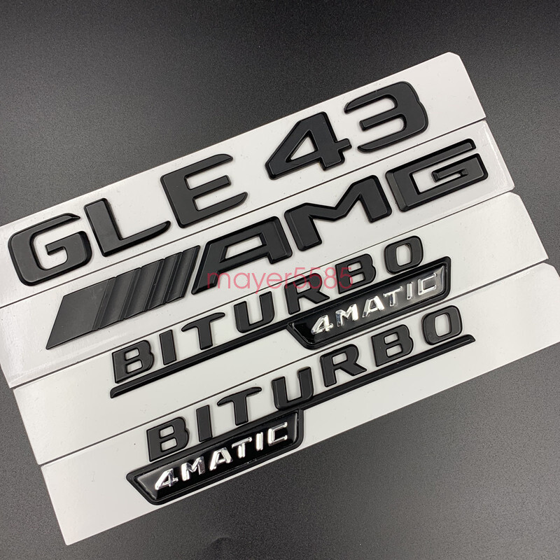 Matte black GLE43 AMG BITURBO 4MATIC Trunk Emblem Badge Sticker For Mercedes/