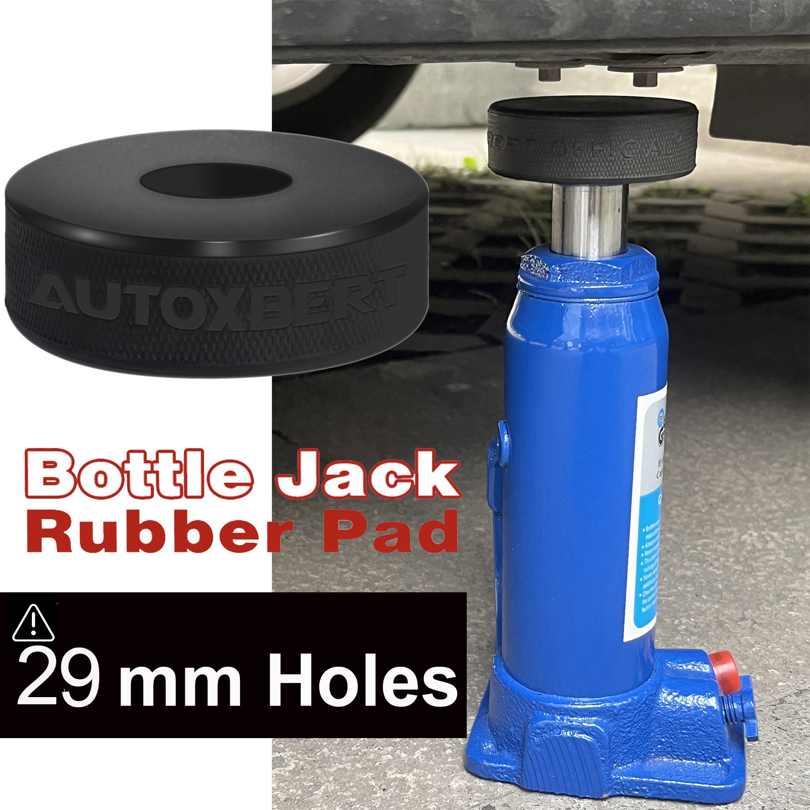 Medium Sized 60mm Bottle Jack Rubber Pad with 29mm Recess For A Safer Lift Car
