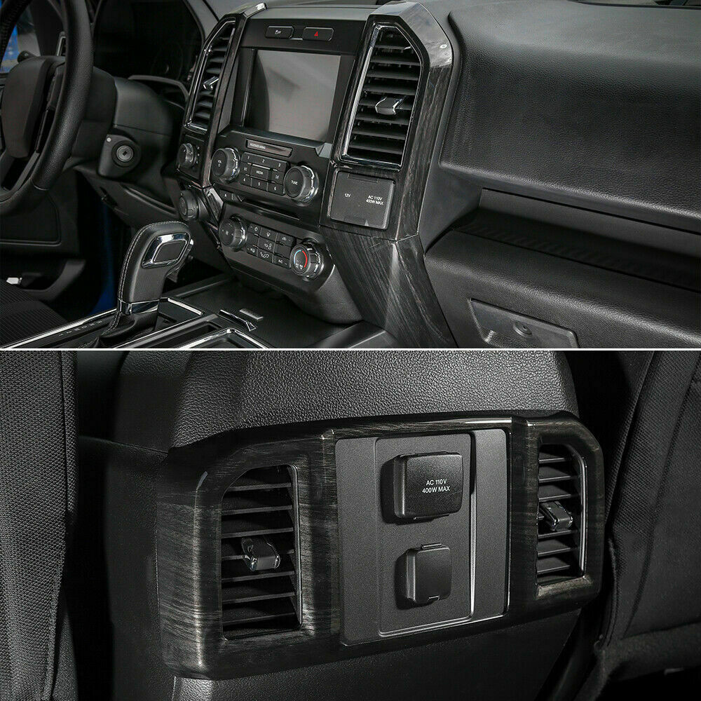 Black Wood Grain Interior Frame Decor Trim Cover Full set For Ford F150 2015+ 8x