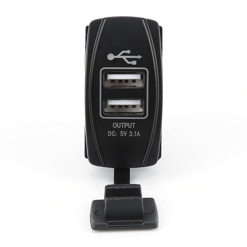 Dual USB Ports Car Phone Charger Socket Power Outlet Blue LED Adapter For Truck