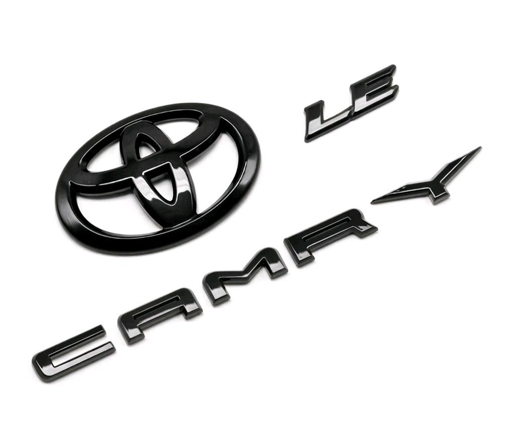 NEW 3PCS 2018-2024 Toyota Camry LE Gloss Black EMBLEM OVERLAY 8th gen CAMRY KIT