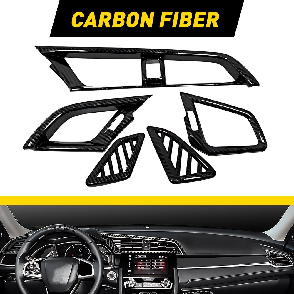For Honda Civic 10th 2016-2020 Carbon Fiber Style Dashboard Air Vent Cover Case
