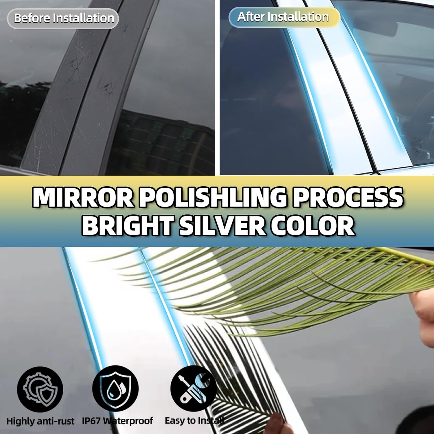 Silvery Door Window Pillar Post Trim Kit Fit Porsche Cayenne E2 92A 2011-2017 8P