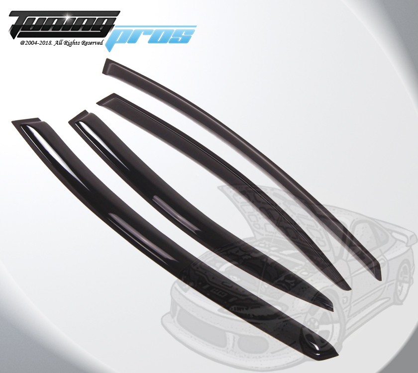 Dark Smoke Rain Visor Deflector 4pcs Out-Channel For Chrysler LHS 1999-2001