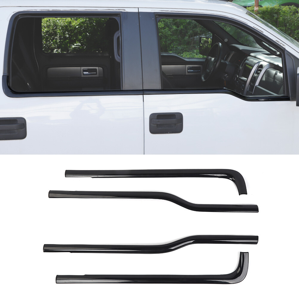 4PCS Gloss Black Window Trim Molding Sill Cover for Ford F150 Raptor 2009-2014