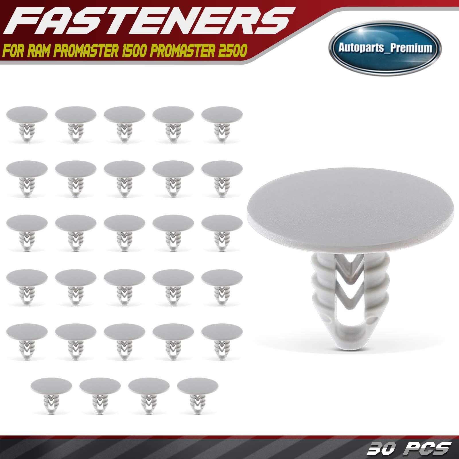 30x Nylon White Headliner Retainer Push Pin Clips for Ram ProMaster 1500 2500