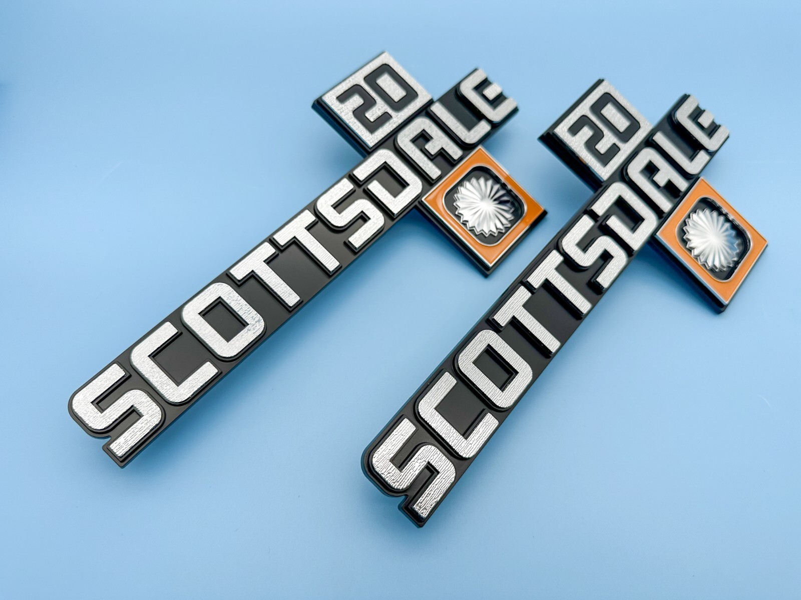 Front Fender “Scottsdale 20” Emblem Set 1981-1987 Chevy Pickup Trucks