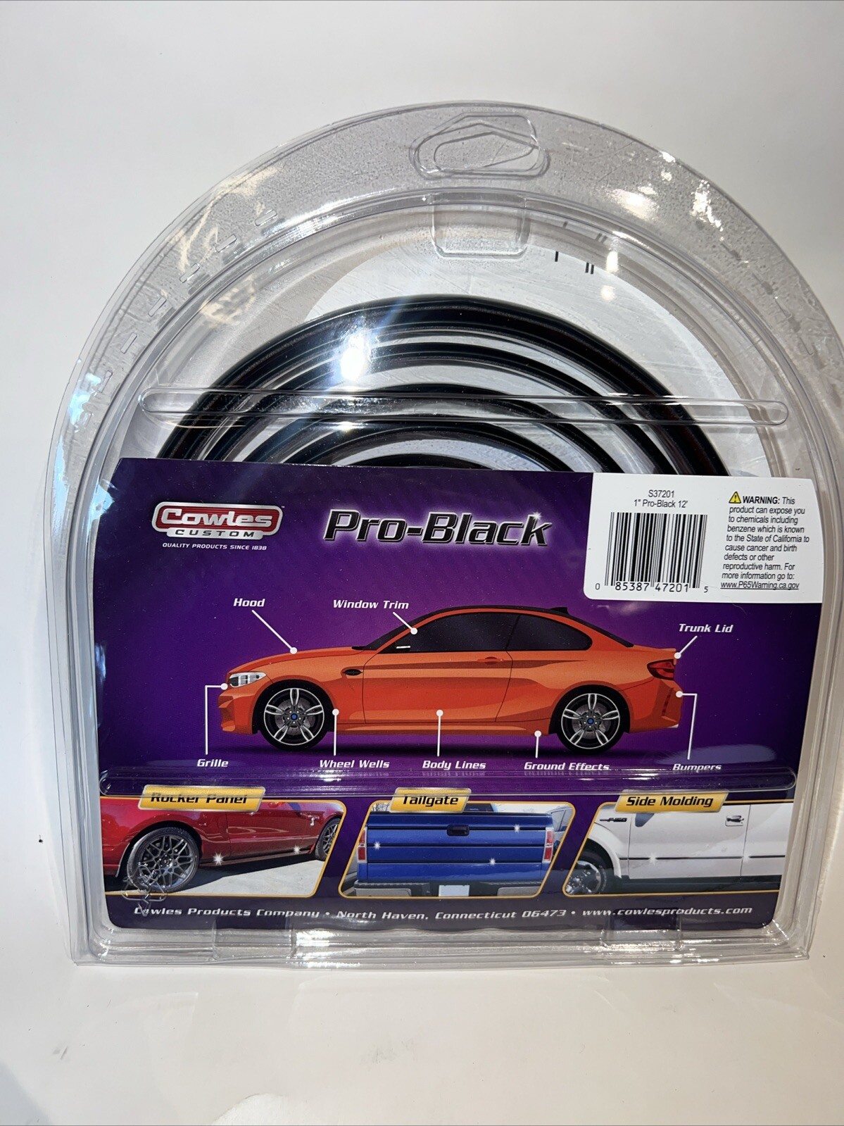 Cowles S37201 Universal Flexible Pro-Black Bumper & Wheel Well Molding 1″ X 12′.