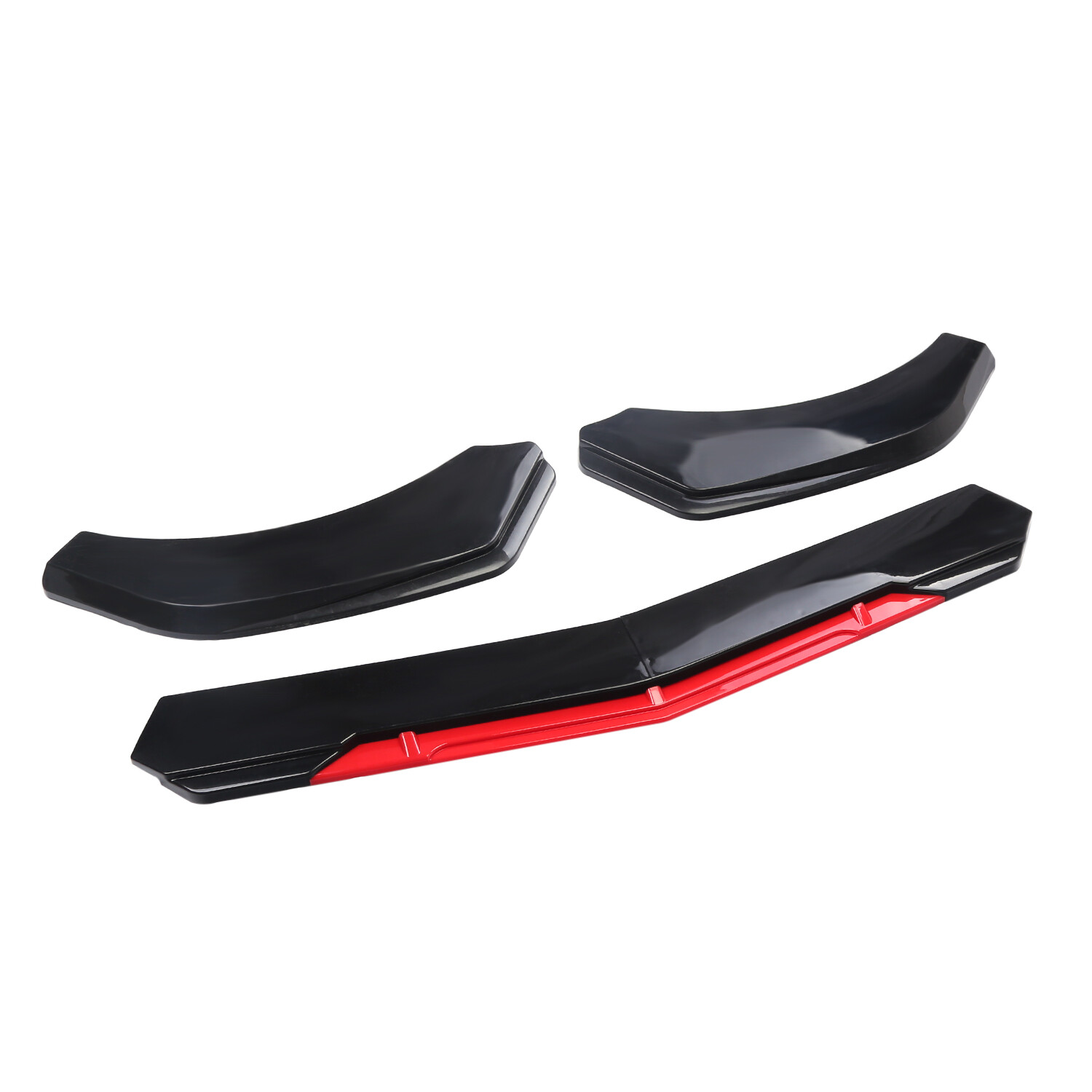 Front Bumper Lip Spoiler Splitter Body+Strut Rods Glossy Black Body Kits