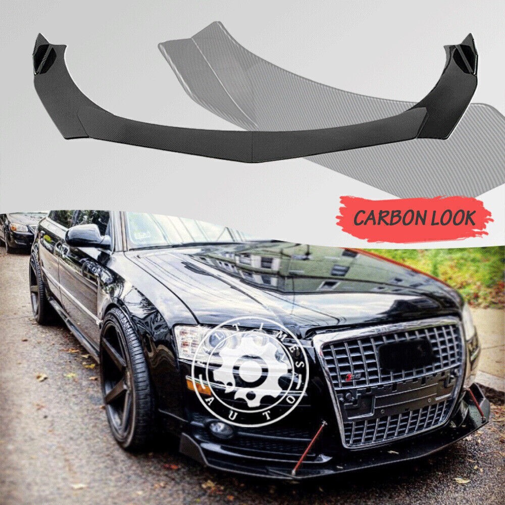 Carbon Fiber Look For Audi S3 S4 S5 Front Bumper Lip Spoiler DIY Paint Capable