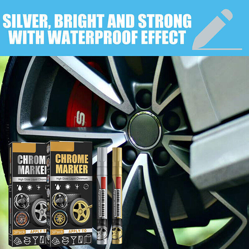 3× Car Liquid Mirror Chrome Marker Set DIY Car Paint Pens Metallic Markers Set