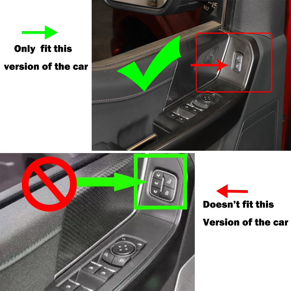 Car Window Lift Panel Switch Cover Trim For Ford F150 2021-2023 Black Wood Grain