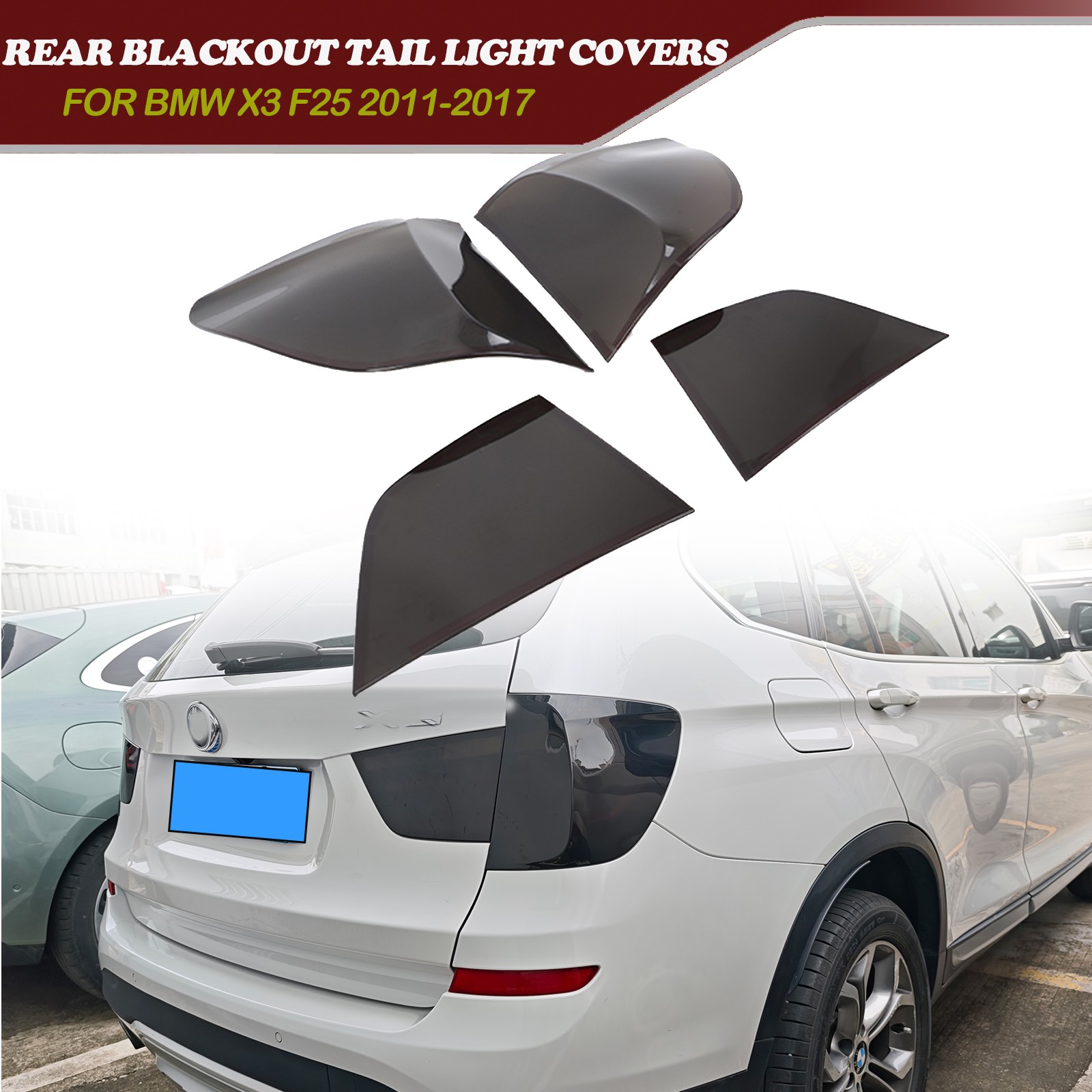 Smoked Black Rear Tail Light Lamp Guard Cover Trim For BMW X3 F25 2011-2017