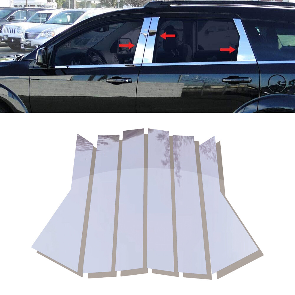 6x Chrome Pillar Posts for 2009-2020 Dodge Journey Window Door Cover Trim