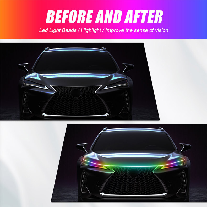 RGB LED Strip Car Hood Light Daytime Running Decoration Lights Turn Signal Lamp