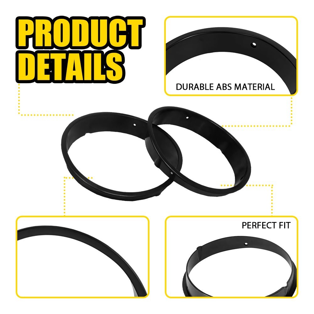 Pair New Black Headlight Bezels For Insert Cover Trim 1997-2006 Wrangler Jeep TJ