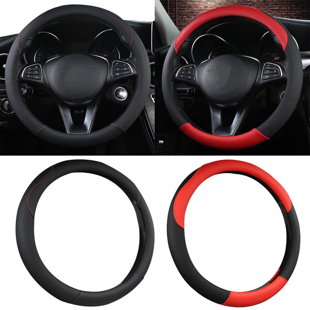 PU Leather Car Steering Wheel Cover Protector Universal For Most Auto SUV 15″