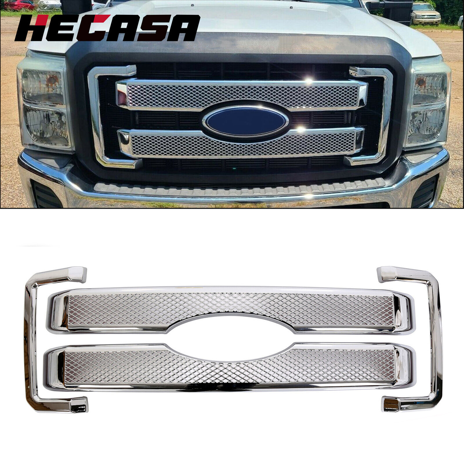 Fits 11-16 Ford F250 350 450 Moulding Front Chrome Grill Grille Cover Overlay