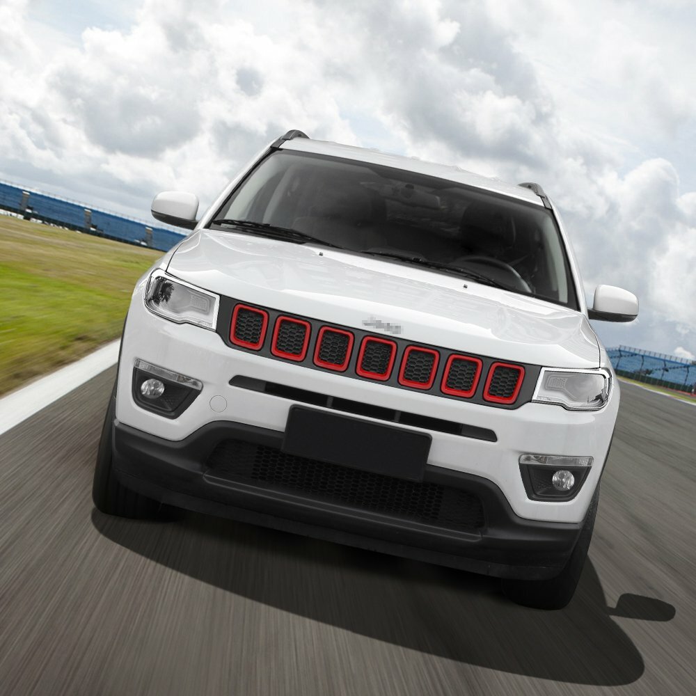 Red Front Grille Grill Insert Cover Trim for Jeep Compass 2017-2020 Accessories
