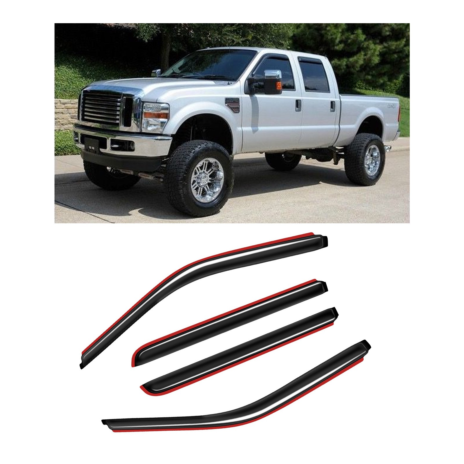 For 2015-2024 Ford F150 SuperCrew Cab In-Channel Window Visors Guards Dedlector